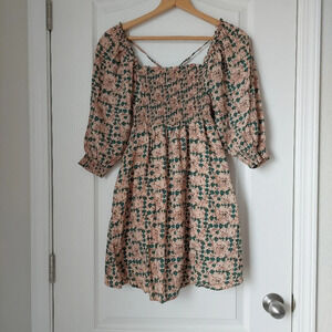 Papermoon Bell Sleeve Floral Boho Mini Dress Size Small
